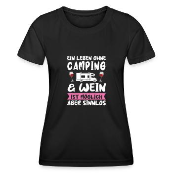 Campen Wein Wohnwagen Geschenk - Frauen Funktions-T-Shirt - Schwarz - Vorne - AI Model Female 172 light (172cm)