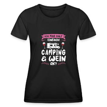 Campen Wein Camper Geschenk - Frauen Funktions-T-Shirt - Schwarz - Vorne - AI Model Female 172 light (172cm)