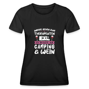 Campen Wein Camper Geschenk - Frauen Funktions-T-Shirt - Schwarz - Vorne - AI Model Female 172 light (172cm)