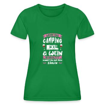 Campen Wein Campingplatz Geschenk - Frauen Funktions-T-Shirt - Kelly Green - Vorne - AI Model Female 172 dark (172cm)