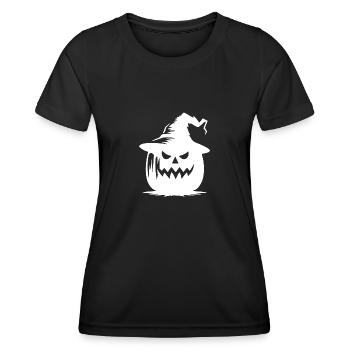 Drôle magique Halloween citrouille lanterne avec chapeau - T-shirt sport Femme - noir - Devant - AI Model Female 172 light (172cm)