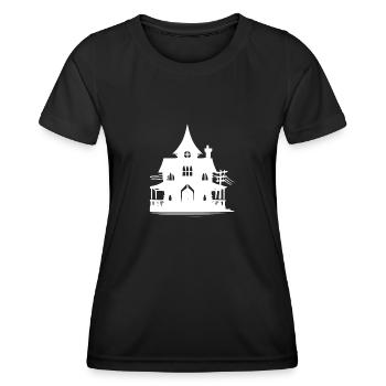 Altes verlassenes Halloween Geisterhaus - Frauen Funktions-T-Shirt - Schwarz - Vorne - AI Model Female 172 light (172cm)