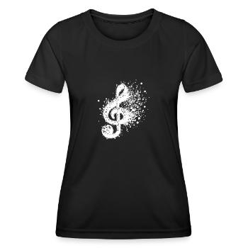 Notes d’éclaboussures de clé de musique - T-shirt sport Femme - noir - Devant - AI Model Female 172 light (172cm)