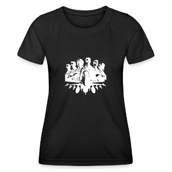 Cool aviator pilot portrait with airplane - Women's Functional T-Shirt - black - Front - AI Model Female 172 light (172cm)