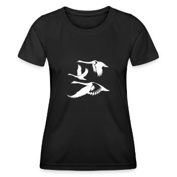 élégant cygne muet troupeau oiseaux cygne - T-shirt sport Femme - noir - Devant - AI Model Female 172 light (172cm)