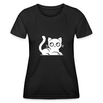 Funny cats with big eyes Drawing - Women's Functional T-Shirt - black - Front - AI Model Female 172 light (172cm)