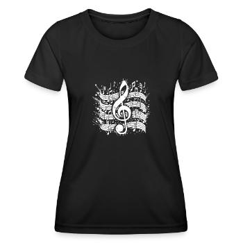 Wild Crazy Notes de musique avec clé - T-shirt sport Femme - noir - Devant - AI Model Female 172 light (172cm)