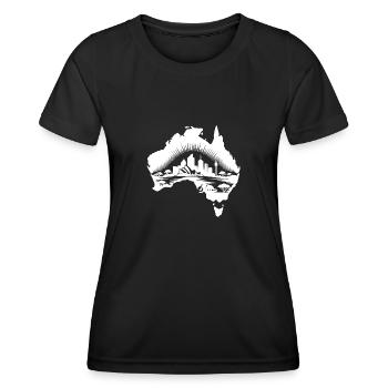 Continent australien paysage tatouage Sytyle - T-shirt sport Femme - noir - Devant - AI Model Female 172 light (172cm)