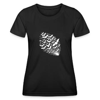 Fliegende Fledermäuse als großer Schwarm - Frauen Funktions-T-Shirt - Schwarz - Vorne - AI Model Female 172 light (172cm)