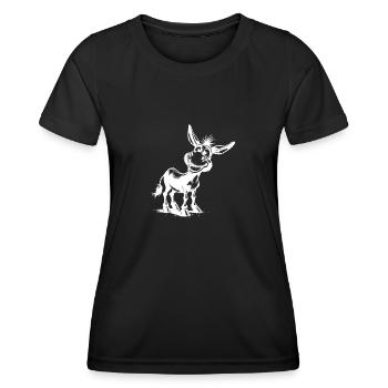 Dessin au crayon d’âne souriant drôle - T-shirt sport Femme - noir - Devant - AI Model Female 172 light (172cm)