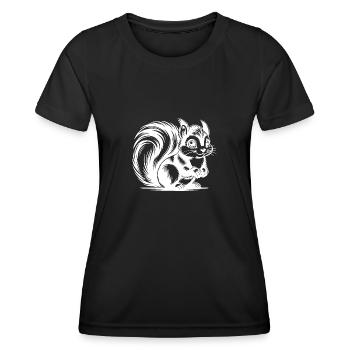 Kleines putziges Eichhörnchen Bleistift Zeichnung - Frauen Funktions-T-Shirt - Schwarz - Vorne - AI Model Female 172 light (172cm)