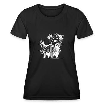 Verspielte Hundeskizze in Tinten Kritzellinien - Frauen Funktions-T-Shirt - Schwarz - Vorne - AI Model Female 172 light (172cm)