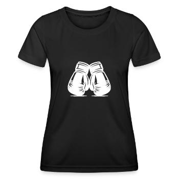 Boxhandschuhe zwei Kampfsport Zubehör Teile - Frauen Funktions-T-Shirt - Schwarz - Vorne - AI Model Female 172 light (172cm)
