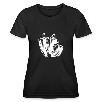 Trois Poivres Simple Végétal Design - T-shirt sport Femme - noir - Devant - AI Model Female 172 light (172cm)
