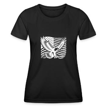 Large powerful eagle in front of the USA flag - Women's Functional T-Shirt - black - Front - AI Model Female 172 light (172cm)