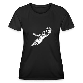 Sportliche Höchstleistung Torwart pariert Schuss - Frauen Funktions-T-Shirt - Schwarz - Vorne - AI Model Female 172 light (172cm)