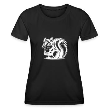 Niedliches putziges Eichhörnchen Zeichnung - Frauen Funktions-T-Shirt - Schwarz - Vorne - AI Model Female 172 light (172cm)