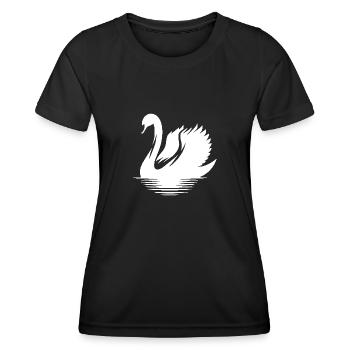 Eleganter Schwan Wasservogel Silhouette Portrait - Frauen Funktions-T-Shirt - Schwarz - Vorne - AI Model Female 172 light (172cm)
