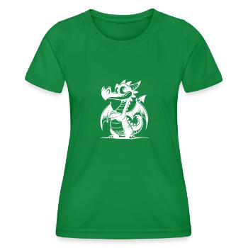 Clever Kids Dragon with Wings - Women's Functional T-Shirt - kelly green - Front - AI Model Female 172 dark (172cm)