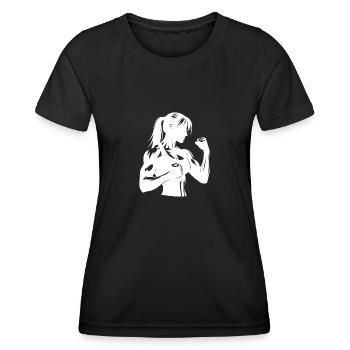 Powerful muscles boxer with raised fists - Women's Functional T-Shirt - black - Front - AI Model Female 172 light (172cm)