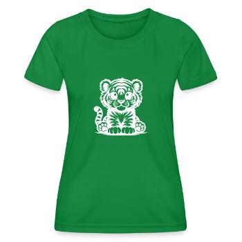 Cute Little Kids Tiger with Stripe Pattern - Women's Functional T-Shirt - kelly green - Front - AI Model Female 172 dark (172cm)