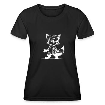 Clever Fox Sly Fox Croquis de dessin - T-shirt sport Femme - noir - Devant - AI Model Female 172 light (172cm)