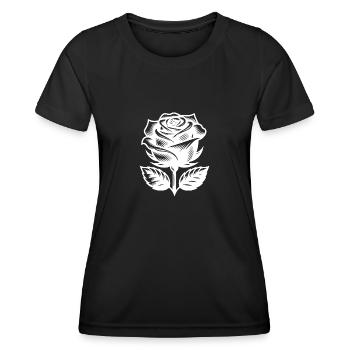Dekorative Rose Stilvolles Rosenmotiv - Frauen Funktions-T-Shirt - Schwarz - Vorne - AI Model Female 172 light (172cm)