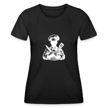 Hobbykoch und Küchenchef Silhouette Portrait - Frauen Funktions-T-Shirt - Schwarz - Vorne - AI Model Female 172 light (172cm)