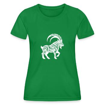 Wilder Steinbock Tattoo - Frauen Funktions-T-Shirt - Kelly Green - Vorne - AI Model Female 172 dark (172cm)