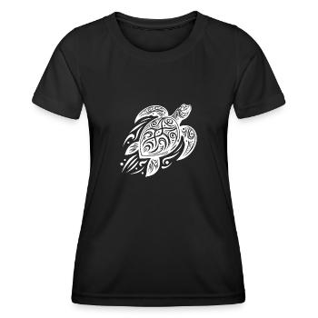 Une puissante tortue du Pacifique rencontre une créature tribale - T-shirt sport Femme - noir - Devant - AI Model Female 172 light (172cm)