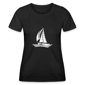 Segelboot bei mit ruhigem Wellengang - Frauen Funktions-T-Shirt - Schwarz - Vorne - AI Model Female 172 light (172cm)