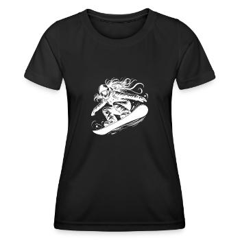 Powder snow and snowboarding - Women's Functional T-Shirt - black - Front - AI Model Female 172 light (172cm)