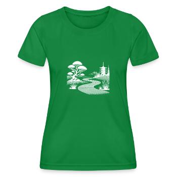 Motif de sable et inspiration jardin zen pagode - T-shirt sport Femme - vert - Devant - AI Model Female 172 dark (172cm)