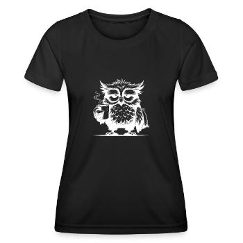 Hibou comique drôle et fatigué avec déficit de café - T-shirt sport Femme - noir - Devant - AI Model Female 172 light (172cm)