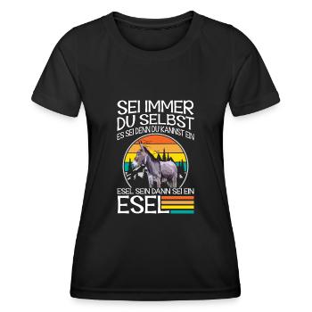 Sei ein Esel Bauernhof - Frauen Funktions-T-Shirt - Schwarz - Vorne - AI Model Female 172 light (172cm)
