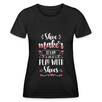 Bottes de cordonnier - T-shirt sport Femme - noir - Devant - AI Model Female 172 light (172cm)