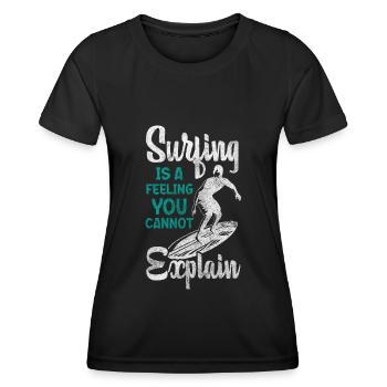 Wassersport Surfergirl Sport Cool - Frauen Funktions-T-Shirt - Schwarz - Vorne - AI Model Female 172 light (172cm)