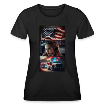 Emergency, Patriotic - Women's Functional T-Shirt - black - Front - AI Model Female 172 light (172cm)