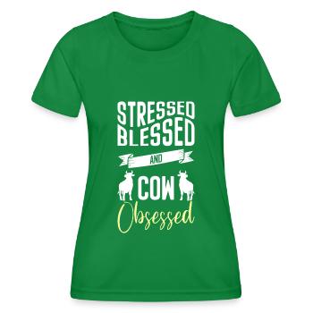 Vache Farmer Cowbell Animal de ferme - T-shirt sport Femme - vert - Devant - AI Model Female 172 dark (172cm)