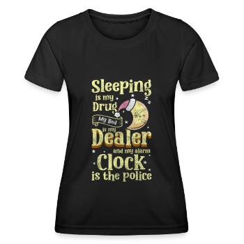 Sleeping Late Sleeper Resting Pillow - Women's Functional T-Shirt - black - Front - AI Model Female 172 light (172cm)