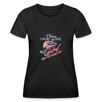 Play like a Darts Girl - Dart - Frauen Funktions-T-Shirt - Schwarz - Vorne - AI Model Female 172 light (172cm)