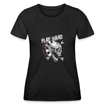 Play Hard Darts Skull - Totenkopf - Frauen Funktions-T-Shirt - Schwarz - Vorne - AI Model Female 172 light (172cm)