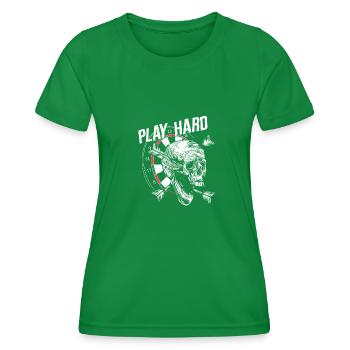 Play Hard Darts Skull - Totenkopf - Frauen Funktions-T-Shirt - Kelly Green - Vorne - AI Model Female 172 dark (172cm)