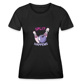 Split happens Bowling & Kegeln Fun - Frauen Funktions-T-Shirt - Schwarz - Vorne - AI Model Female 172 light (172cm)