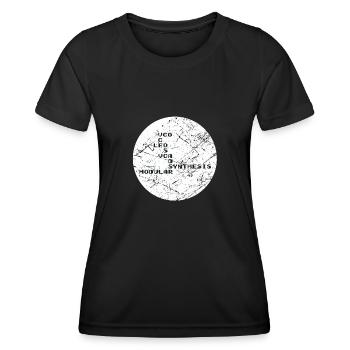 Synthesizer Techno Map - Frauen Funktions-T-Shirt - Schwarz - Vorne - AI Model Female 172 light (172cm)