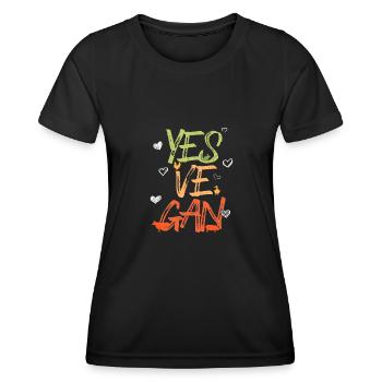 Yes Ve Gan - Vegan - Frauen Funktions-T-Shirt - Schwarz - Vorne - AI Model Female 172 light (172cm)
