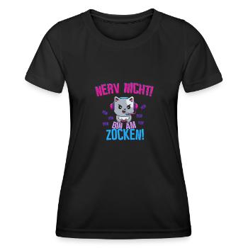 Nerv nicht! Bin am zocken! - Frauen Funktions-T-Shirt - Schwarz - Vorne - AI Model Female 172 light (172cm)