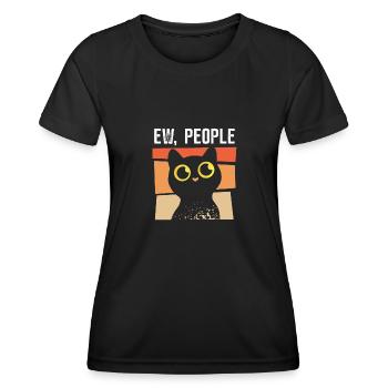 Ew People - Katze hasst Menschen - Frauen Funktions-T-Shirt - Schwarz - Vorne - AI Model Female 172 light (172cm)