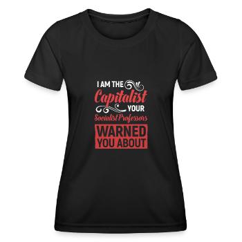 Kapitalist vor dem Professor gewarnt hat - Frauen Funktions-T-Shirt - Schwarz - Vorne - AI Model Female 172 light (172cm)