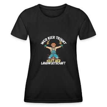 Wer Bier trinkt hilft der Landwirtschaft - Frauen Funktions-T-Shirt - Schwarz - Vorne - AI Model Female 172 light (172cm)
